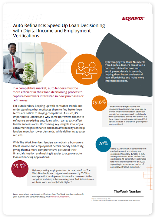 Auto Refinance: Speed Up Loan Decisioning with Digital Income and Employment Verifications Image